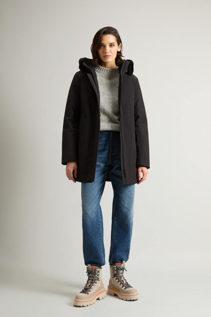 Firth Parka in Tech Softshell with Removable Faux Fur Collar Black photo 2 | Woolrich