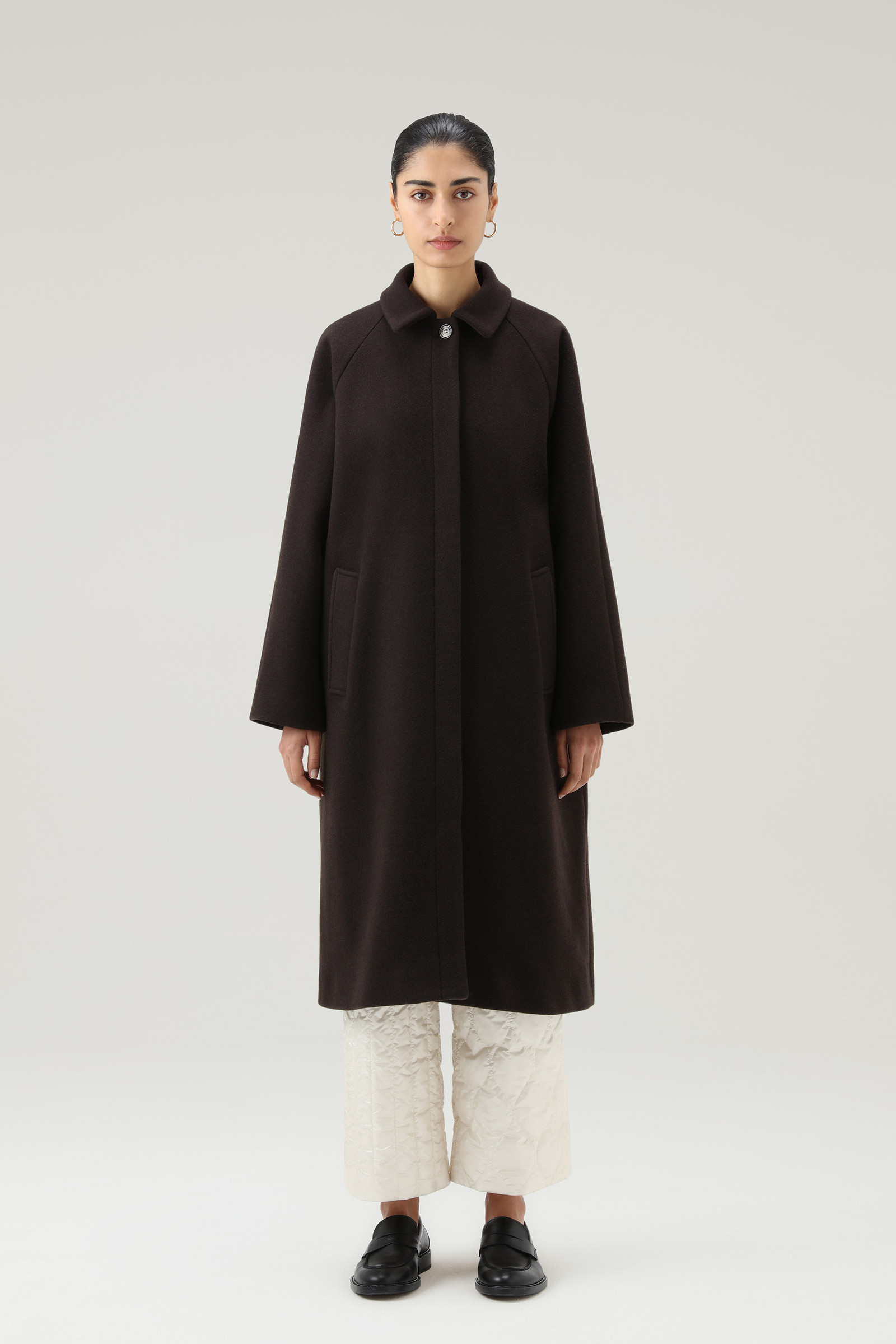 3-in-1 Double Overcoat in Melton Wool and Nylon - Daniëlle Cathari / Woolrich Brown photo 4 | Woolrich