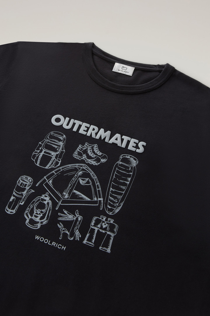 T-Shirt aus reiner Baumwolle mit Outermates-Print Schwarz photo 6 | Woolrich