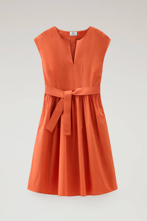 Vestido corto de popelín de puro algodón Naranja photo 2 | Woolrich