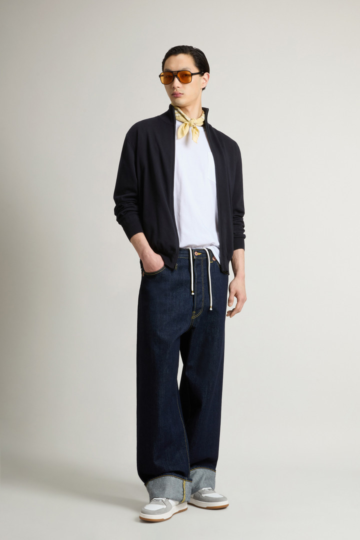 Pure Cotton Cardigan with Stand-Up Collar Blue photo 2 | Woolrich