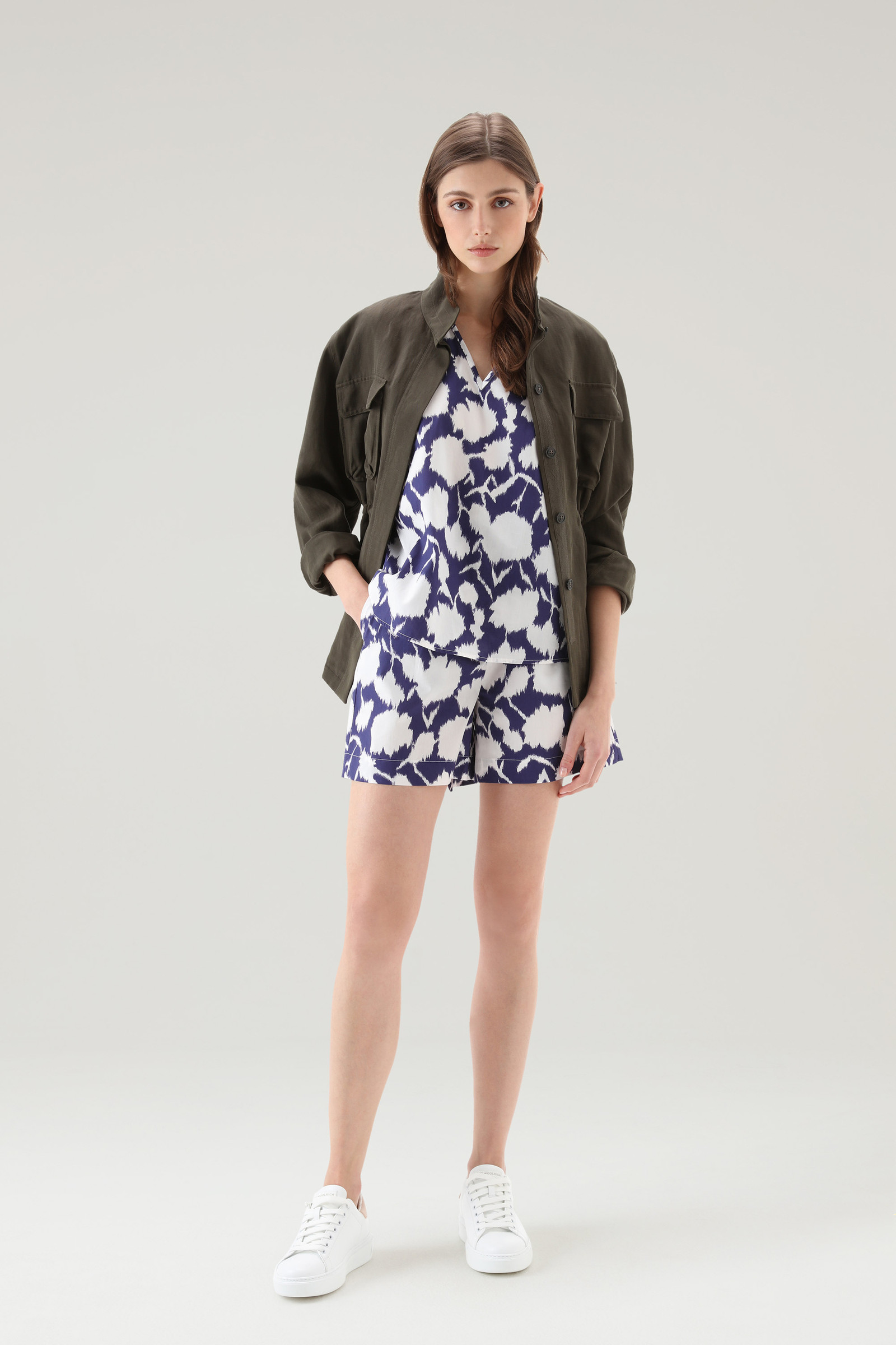 Ärmellose Bluse aus reiner Baumwollpopeline blau photo 2 | Woolrich