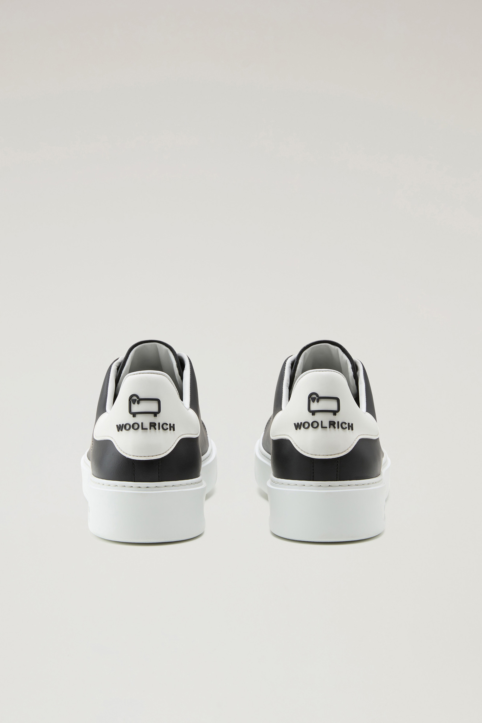 Classic Court Sneakers in Leather with Contrasting Patch Black photo 3 | Woolrich