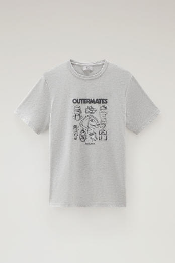 T-Shirt aus reiner Baumwolle mit Outermates-Print Grau | Woolrich