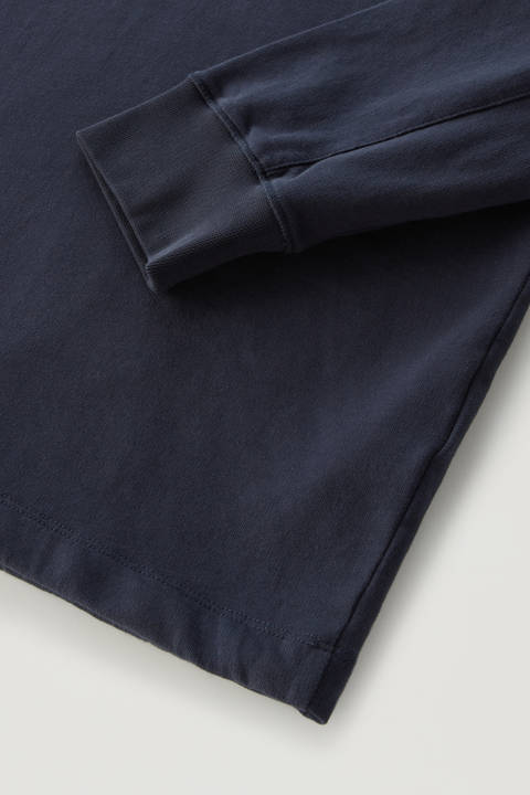 Hoodie in Pure Cotton Fleece with Zip Pocket Blue photo 2 | Woolrich