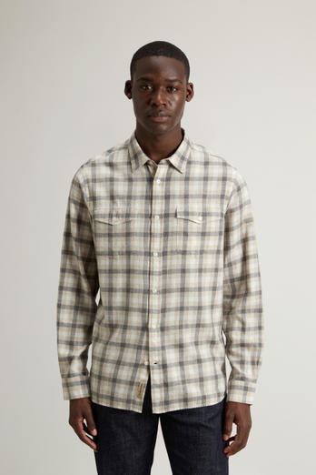 Pure Madras Cotton Flannel Checked Shirt Beige | Woolrich