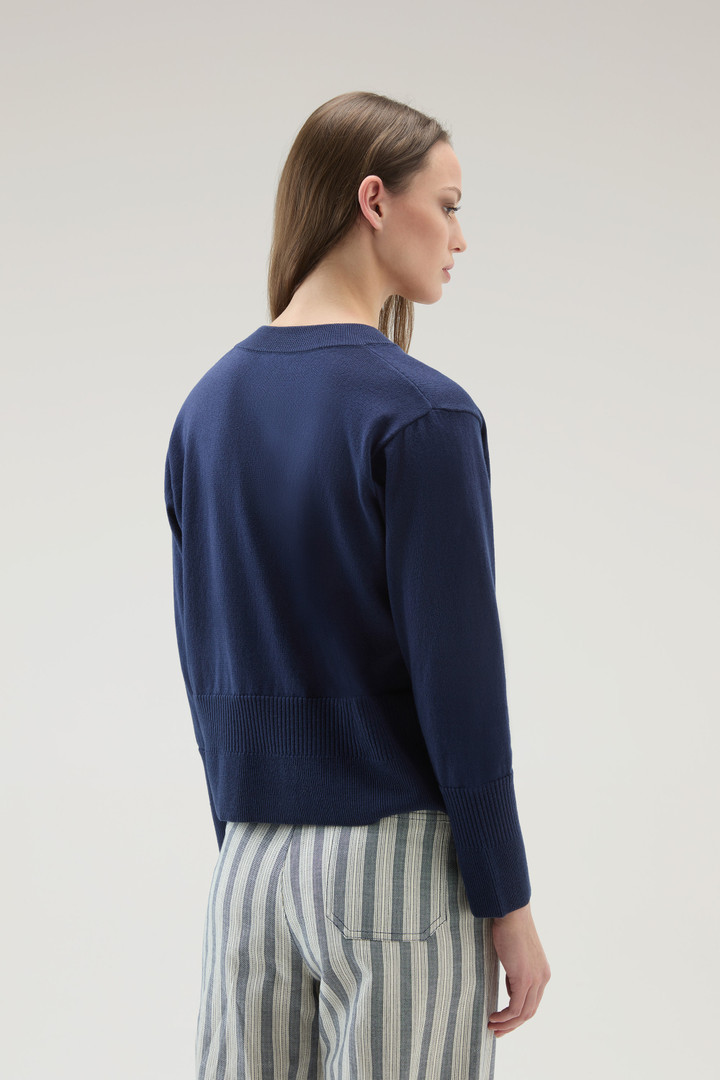 V-Neck Sweater in Cotton and Cashmere Blue photo 3 | Woolrich