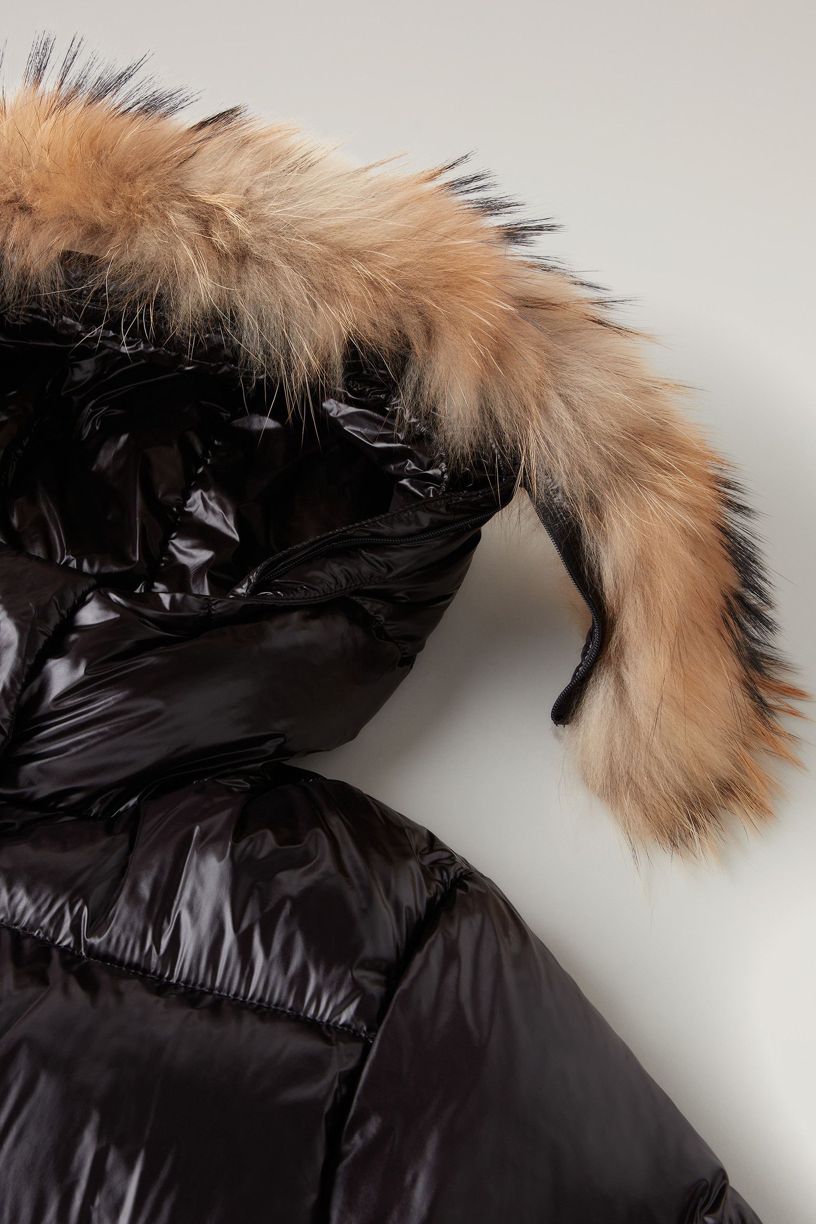 Aliquippa Parka in Glossy Nylon with Detachable Fur Trim Black photo 7 | Woolrich