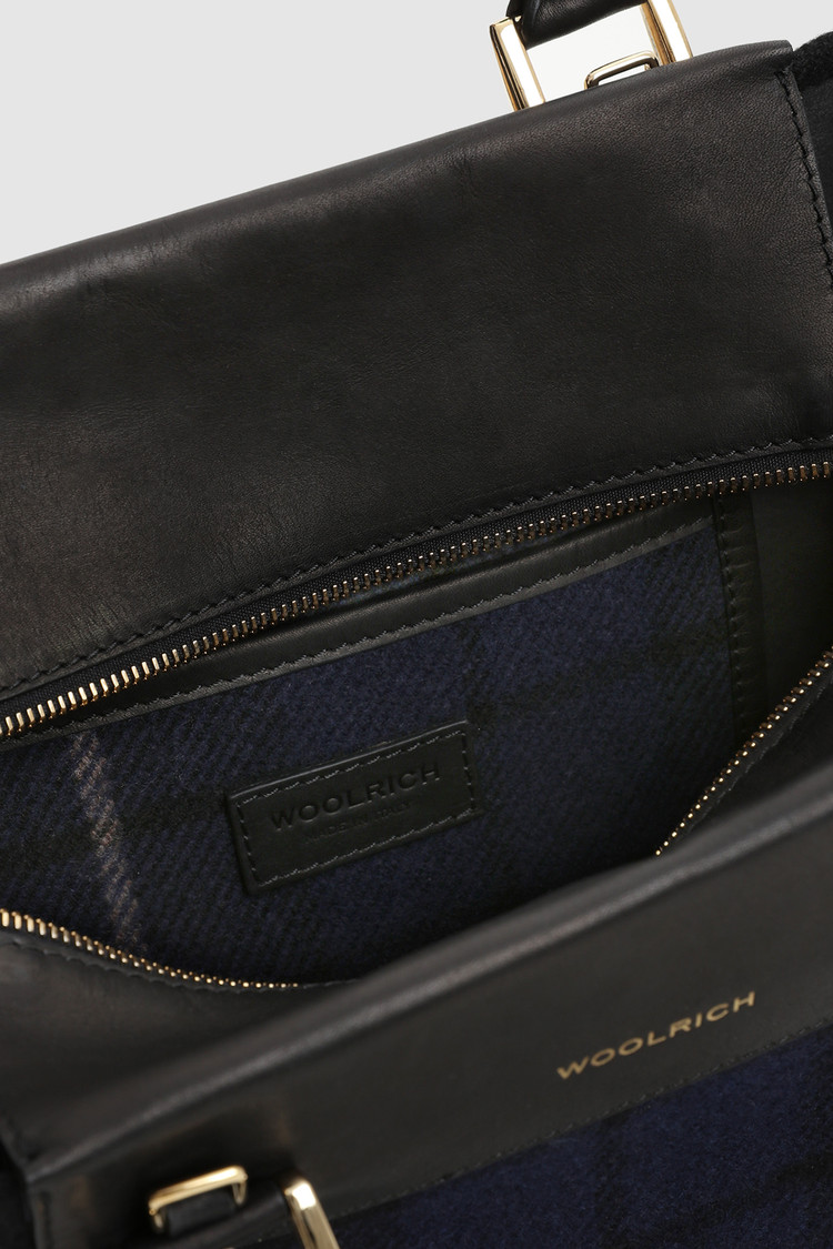 Wool Tote Bag with check pattern