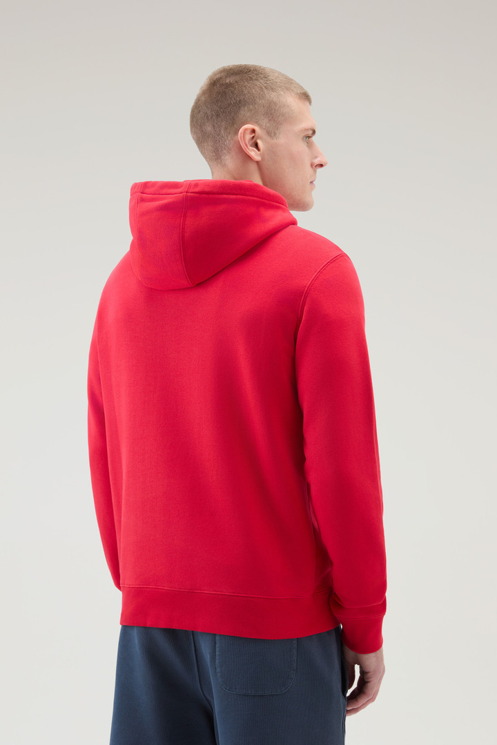 Hoodie in Cotton Fleece with Embroidered Logo Red photo 3 | Woolrich
