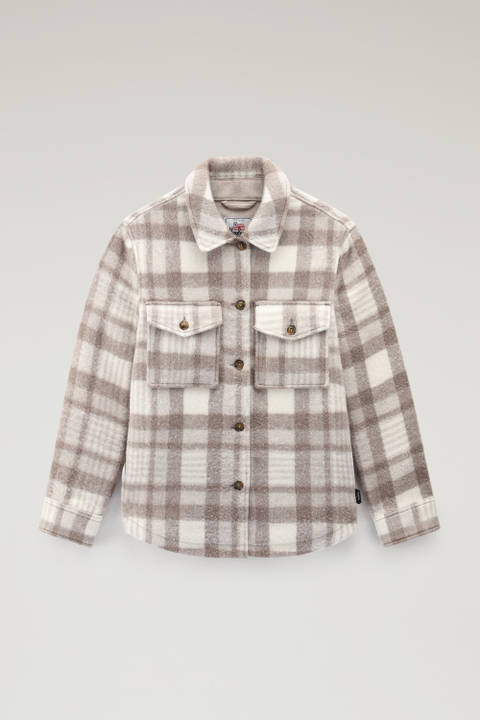 Pemberton Check Overshirt in Wool Blend Flannel White | Woolrich