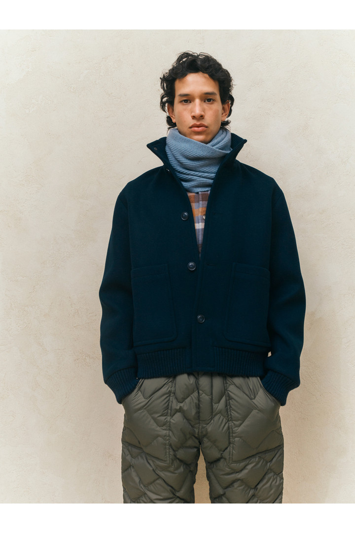 Bomber en laine vierge Melton mélangée Bleu photo 10 | Woolrich