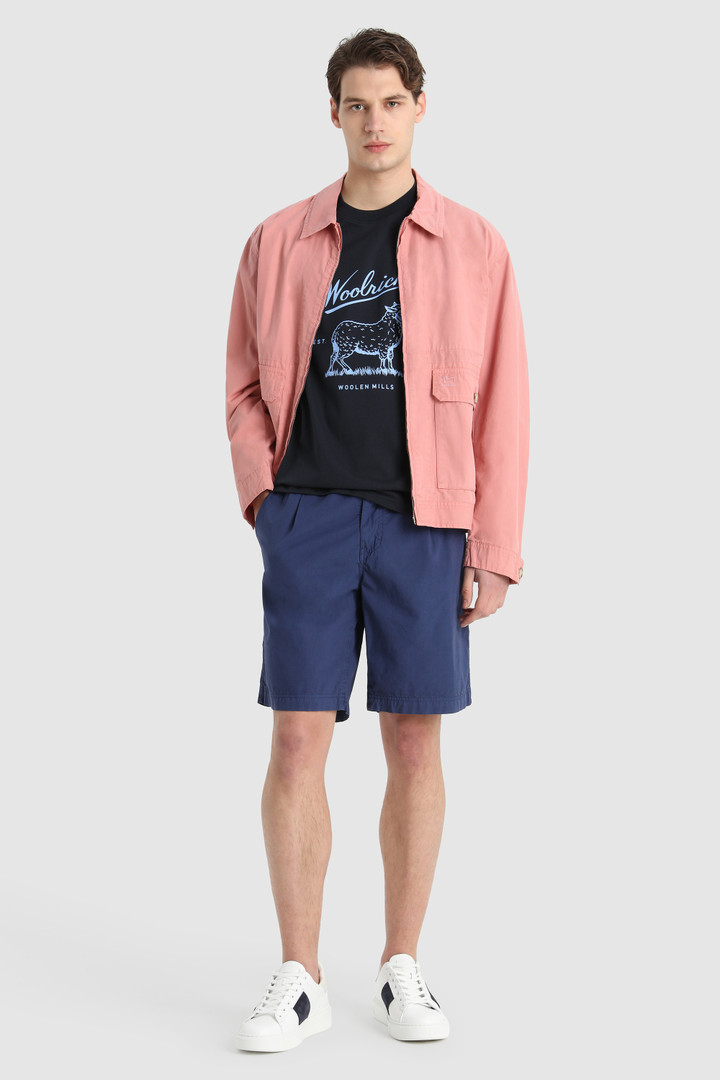 T-shirt en coton bio avec logo sur la poitrine bleu photo 2 | Woolrich