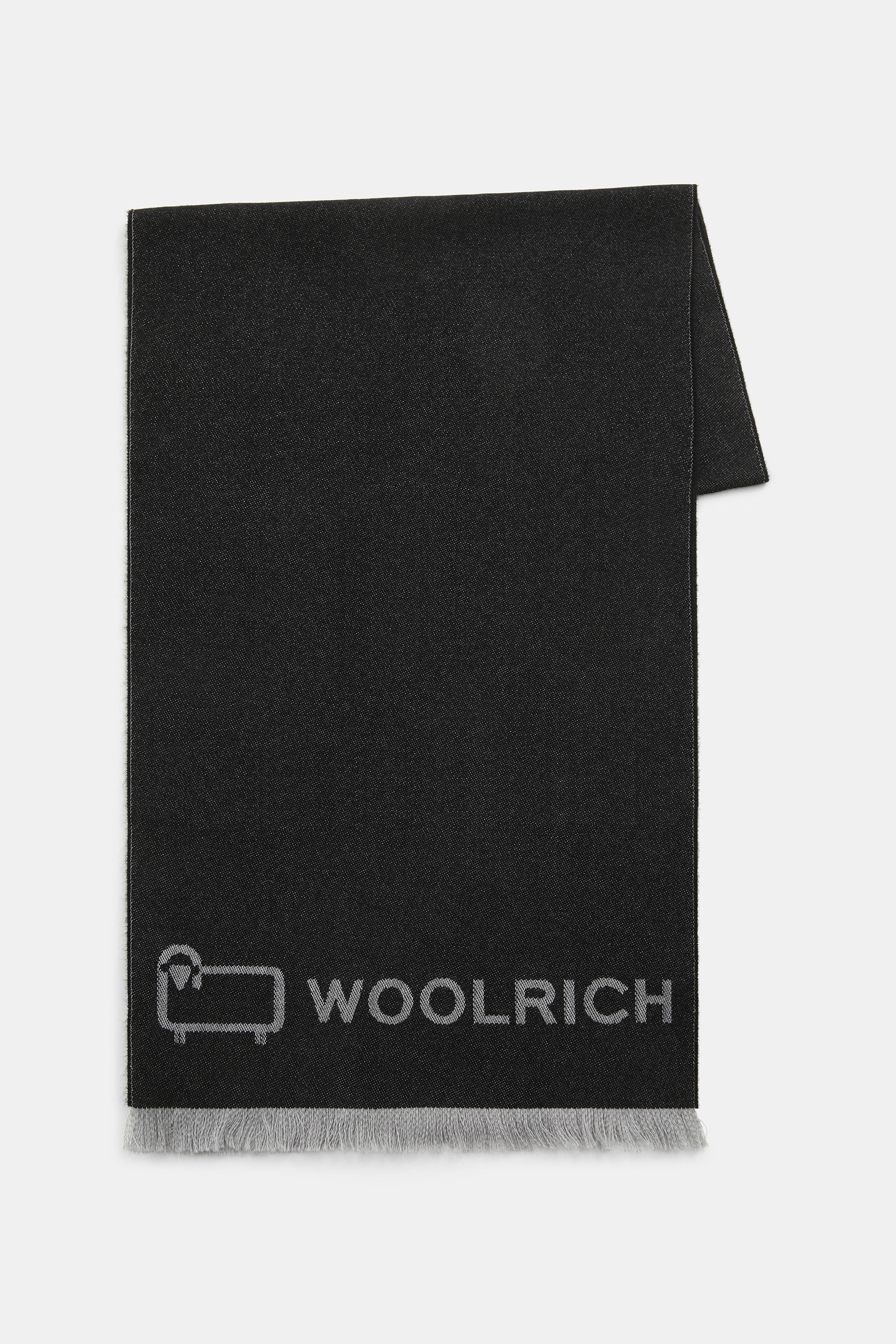 Pure Virgin Wool Scarf with Logo Black | Woolrich