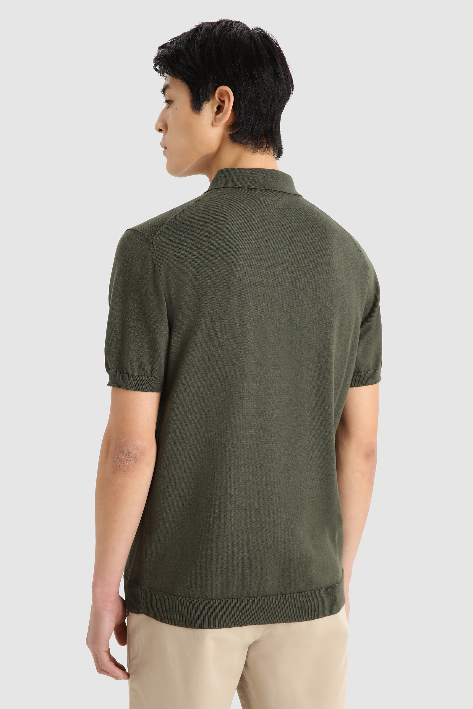 Poloshirt aus gestrickter Supima-Baumwolle Grün photo 3 | Woolrich