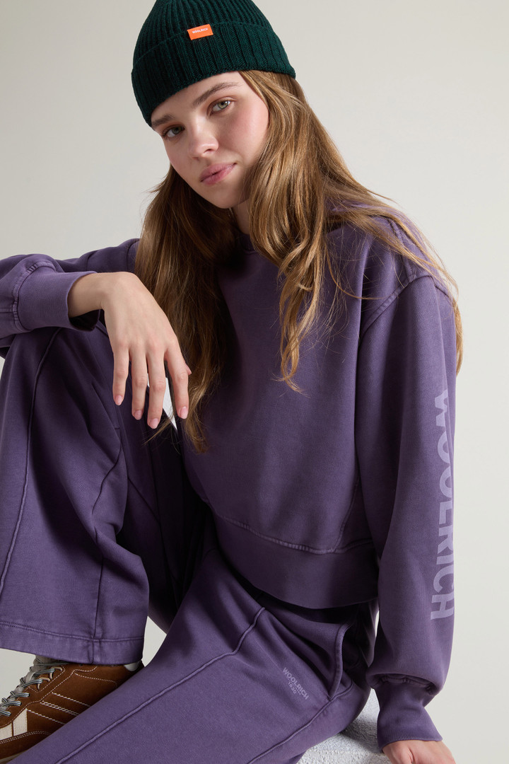 Teen Girls’ Garment-Dyed Crewneck Sweatshirt in Pure Cotton Purple photo 4 | Woolrich