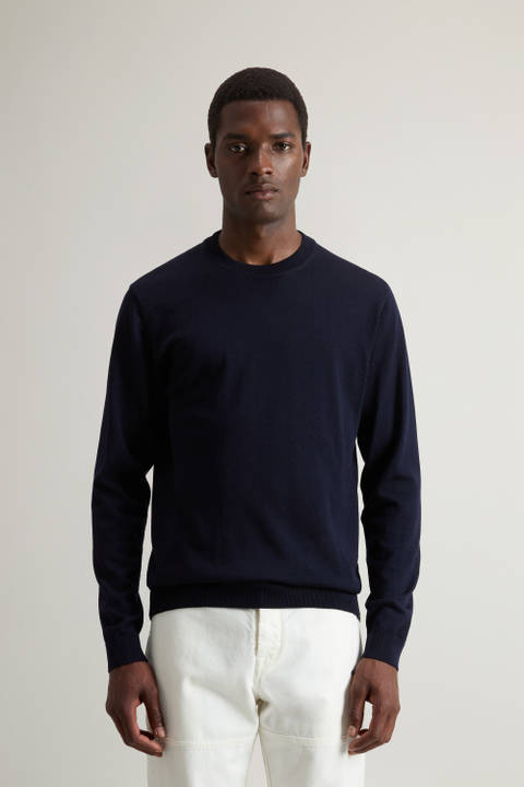 Crewneck Sweater in Pure Merino Virgin Wool Blue | Woolrich