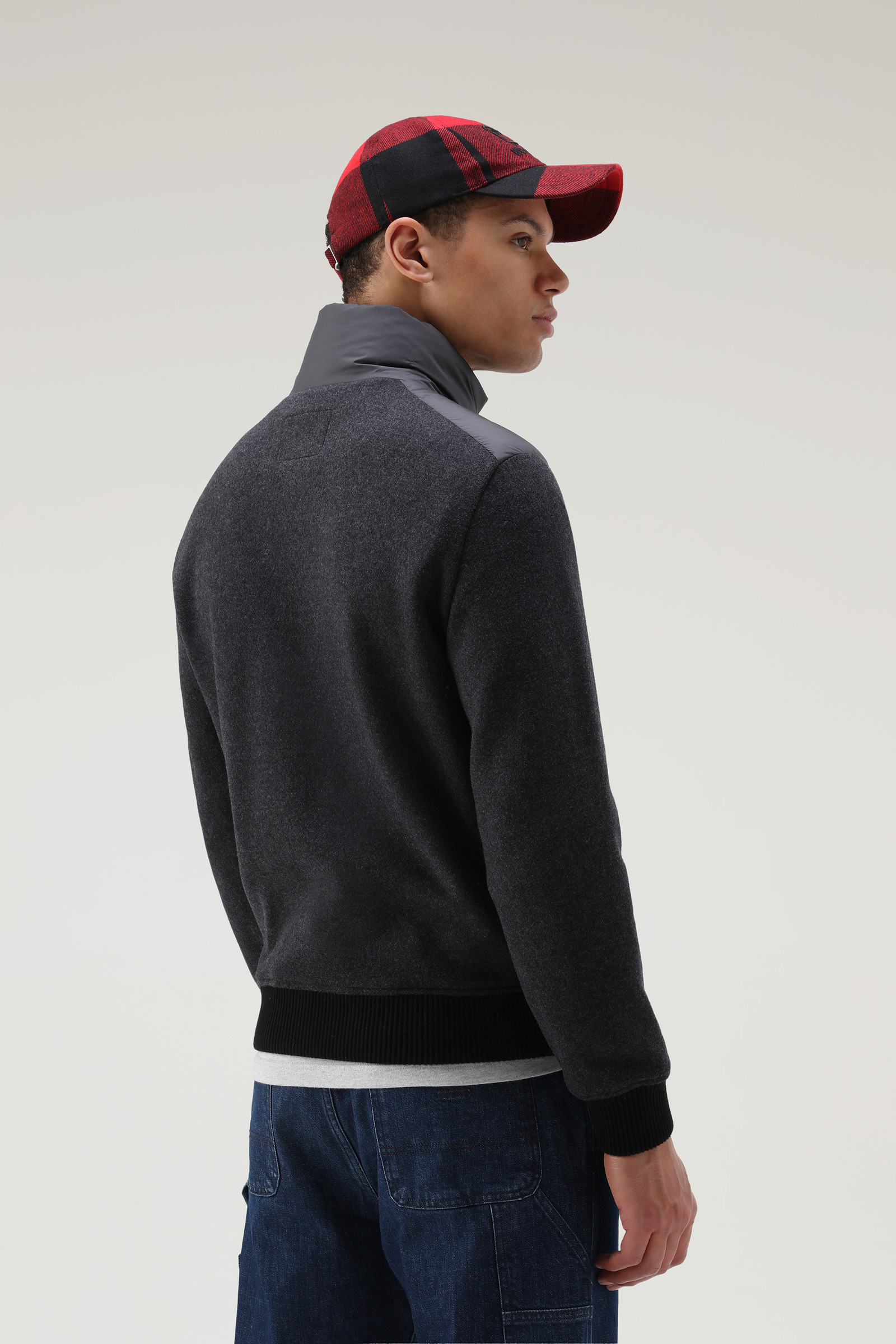 Hybrid Jacket in Wool Blend with Quilted Front Grey photo 2 | Woolrich