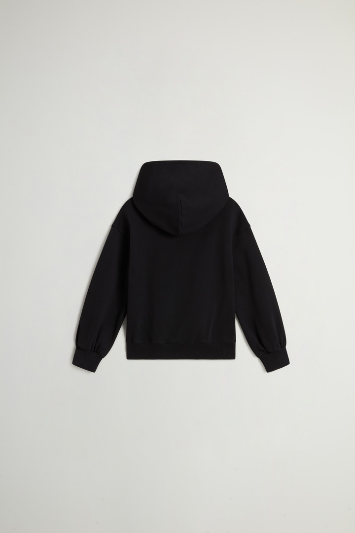 Girls' Hoodie in Pure Cotton with Puffed Sleeves Black photo 2 | Woolrich