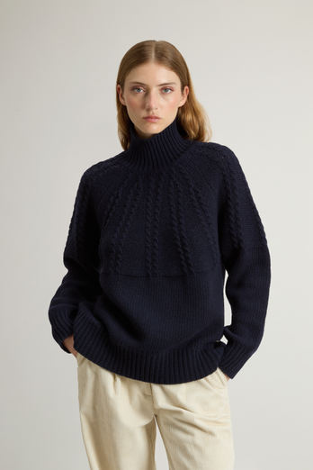 Wool-Blend Turtleneck Sweater Blue | Woolrich