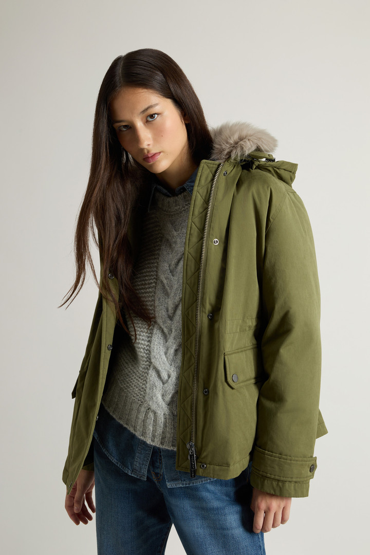 Short Arctic Parka in Mountain Cloth with Removable Hood and Fur Green photo 5 | Woolrich