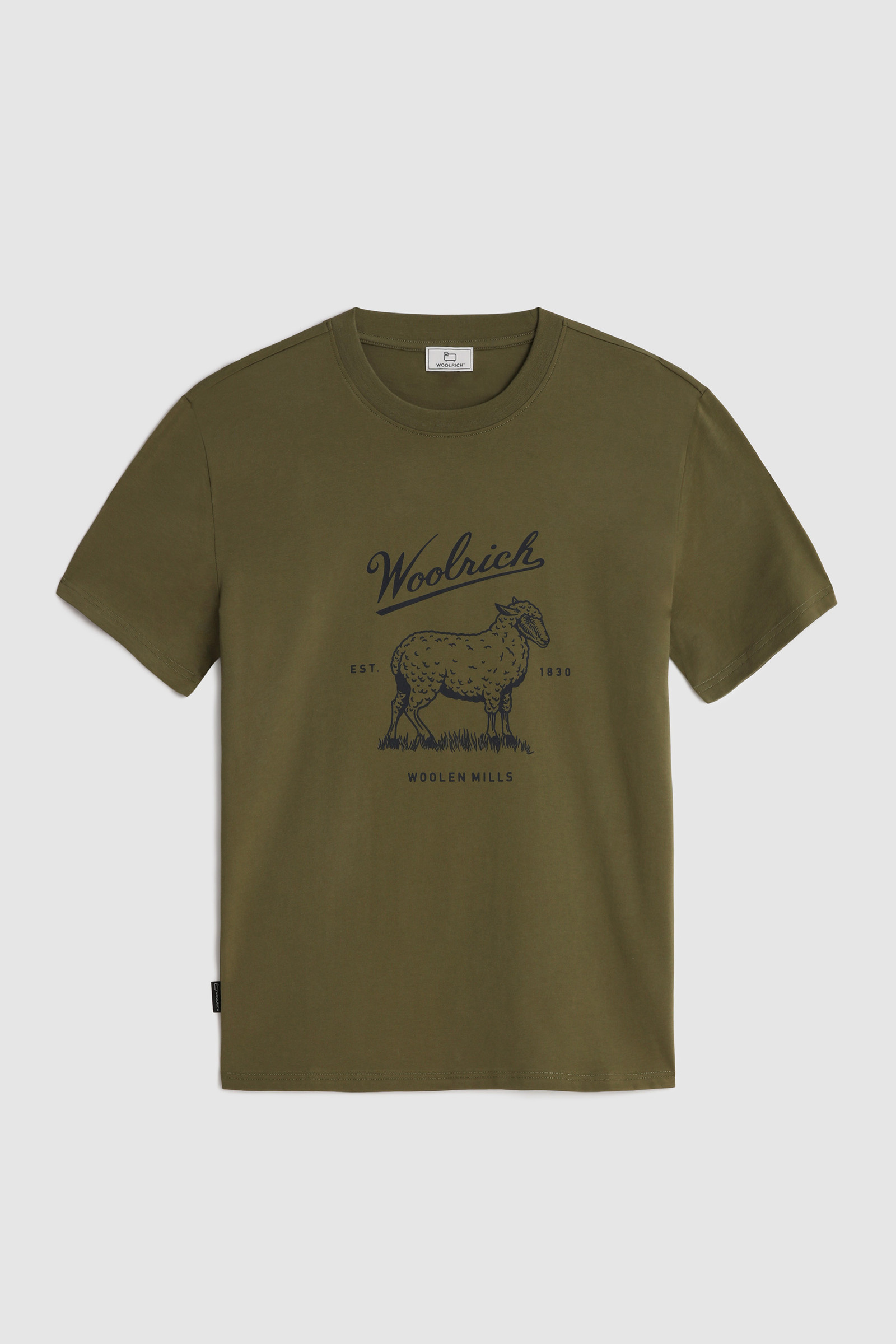 T-shirt en coton bio avec logo sur la poitrine vert photo 4 | Woolrich