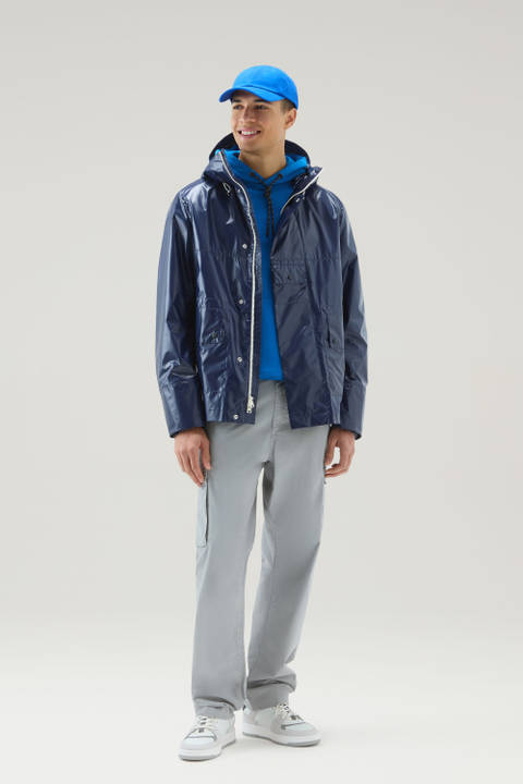 Resine Jacket in Ripstop Fabric with Hood Blue | Woolrich