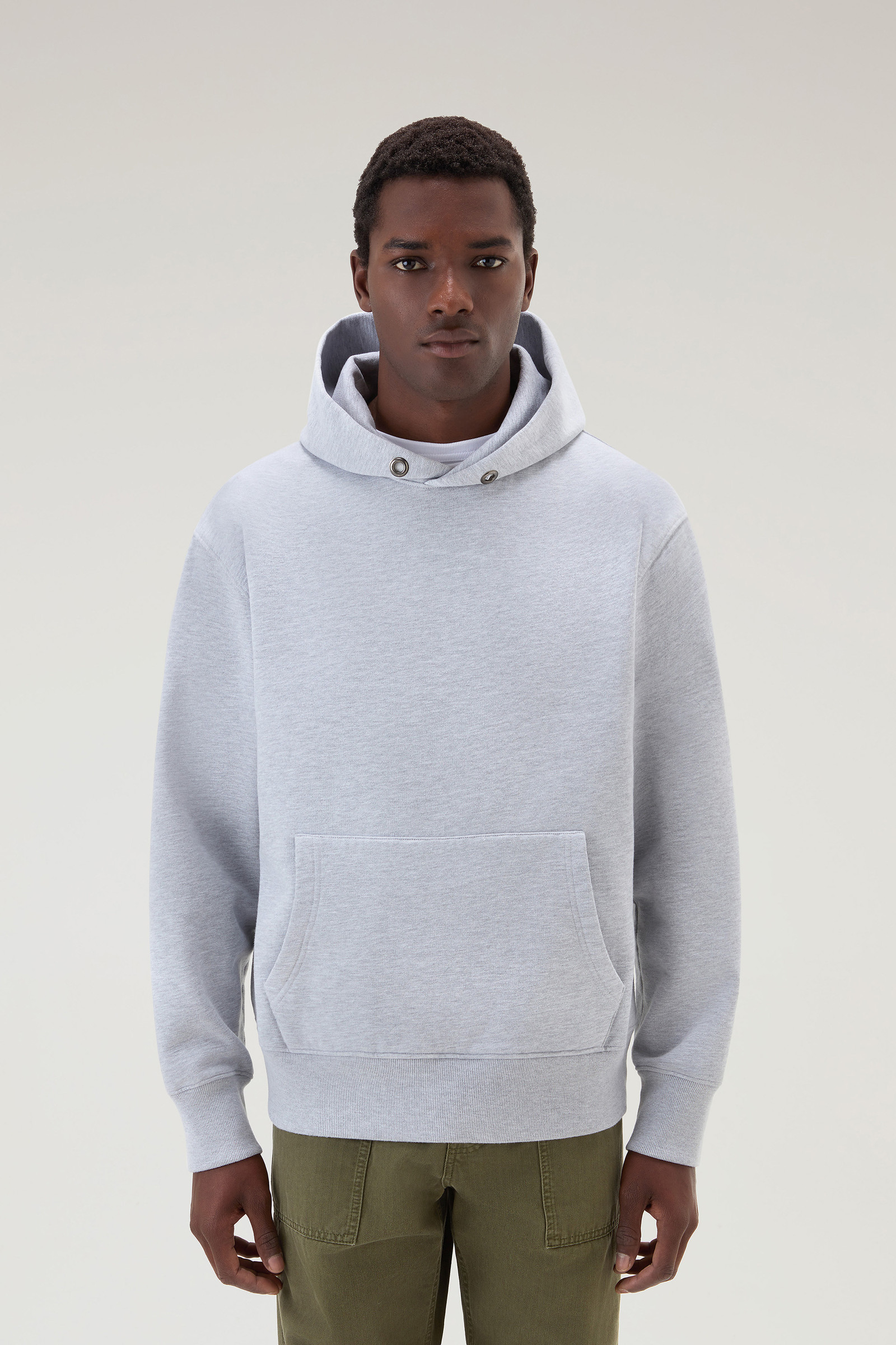 Men's Hoodie in Pure Cotton Grey | Woolrich USA