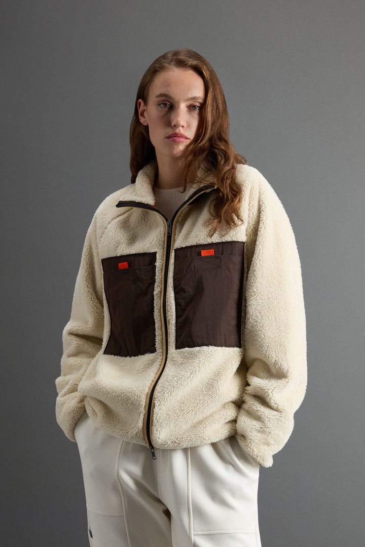 Sherpa Fleece Sweatshirt with Contrasting Details by Todd Snyder Beige photo 5 | Woolrich