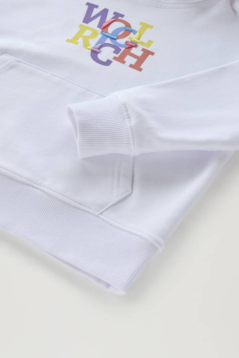 Sweat-shirt à capuche pour fille en pur coton Blanc photo 2 | Woolrich