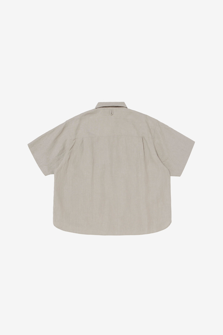 LINEN CAMP COLLAR PO S/S SHIRT Gris photo 2 | Woolrich