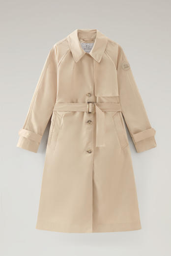 Trench Coat in Urban Touch Fabric with Belted Waist Beige | Woolrich