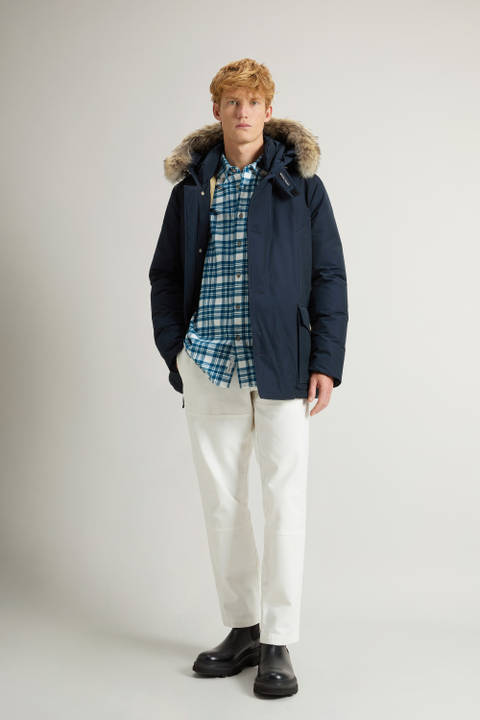 Arctic Anorak in Ramar Cloth with Detachable Fur Blue | Woolrich