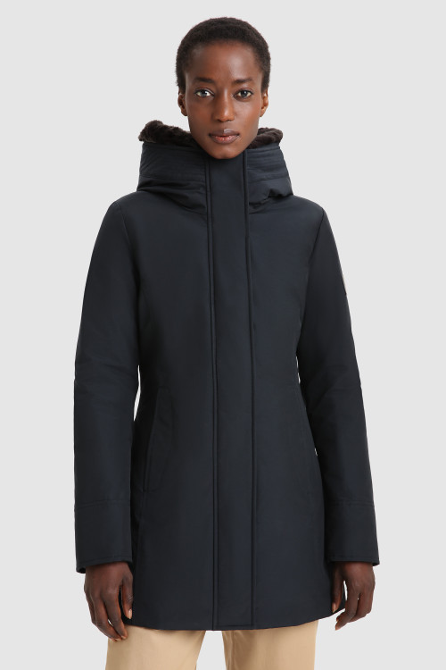 long navy parka