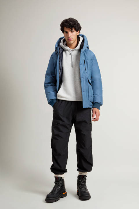 Ramar Cloth Bomber Jacket with Hood Blue | Woolrich