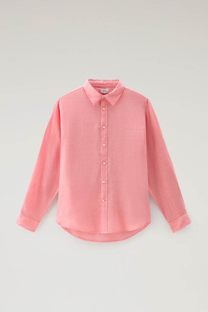 Overhemd van achteraf geverfd, zuiver linnen Roze photo 5 | Woolrich