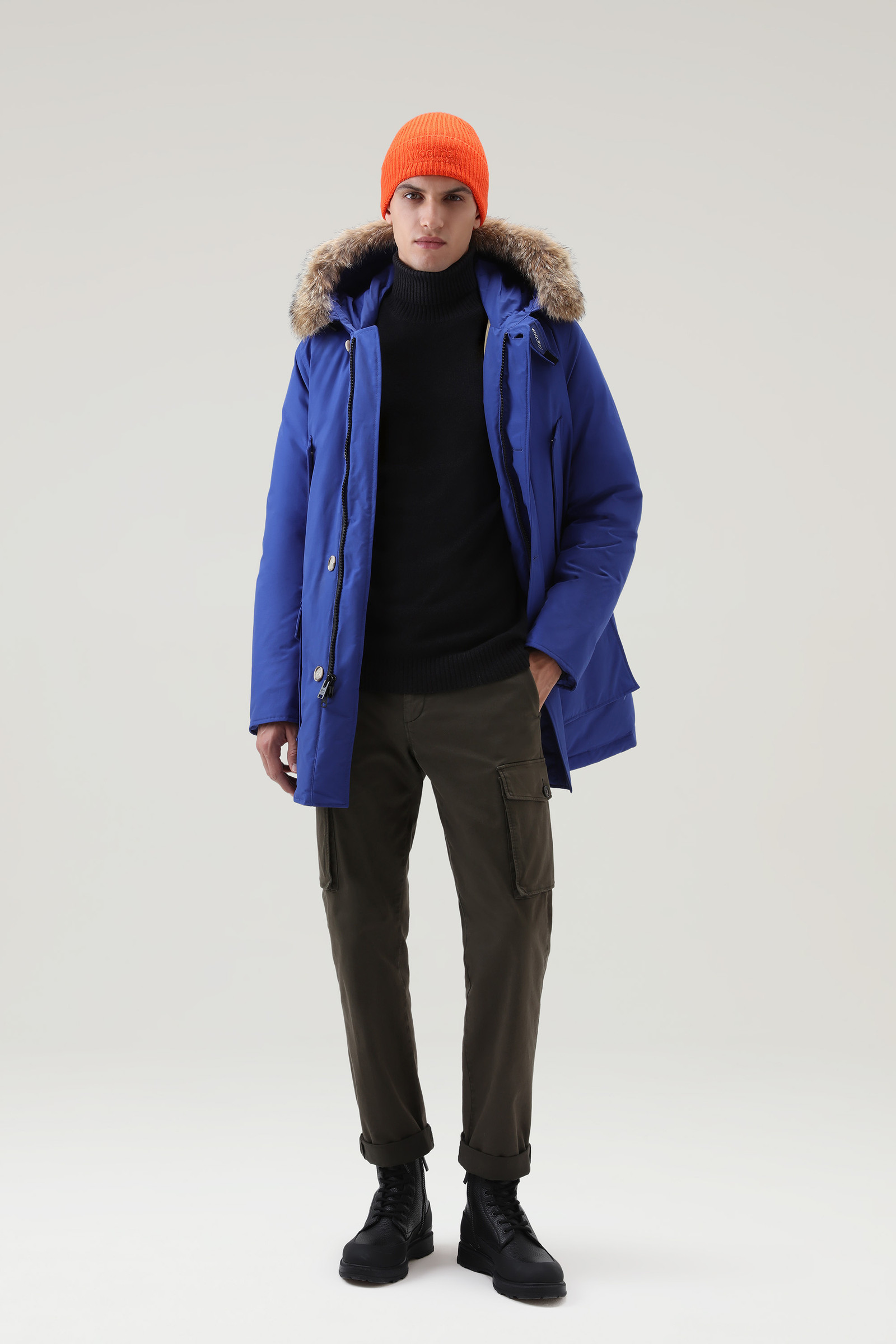 Arctic Parka in Ramar Cloth with Detachable Fur Trim Blue photo 2 | Woolrich