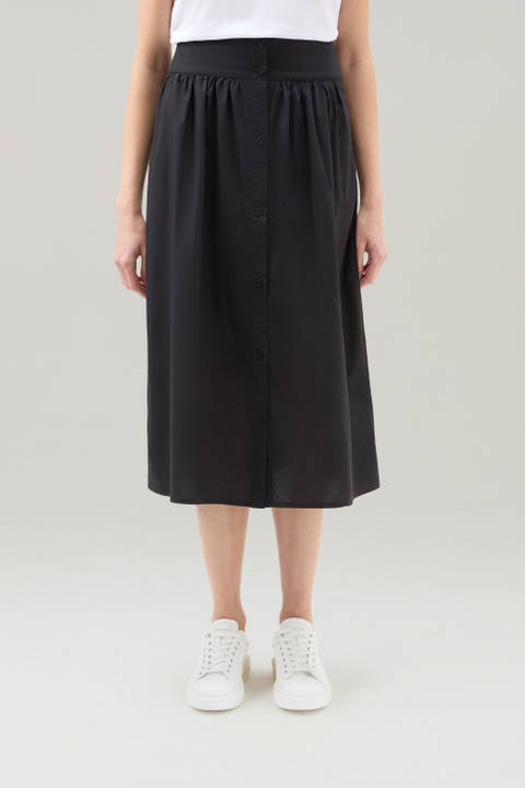 Midi Skirt in Pure Cotton Poplin Black | Woolrich