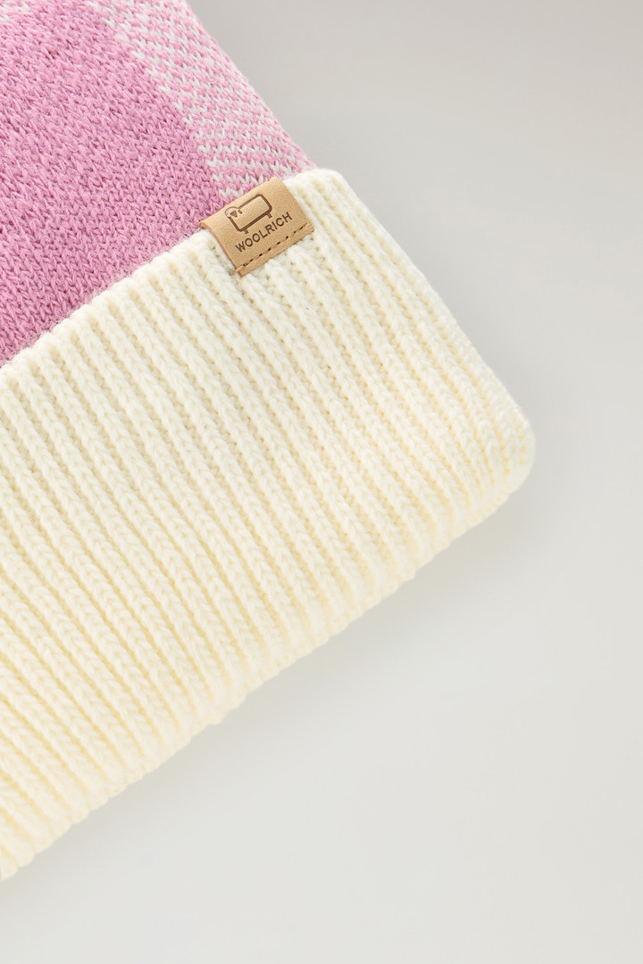 Girls' Beanie with Buffalo Check Pattern Pink photo 3 | Woolrich