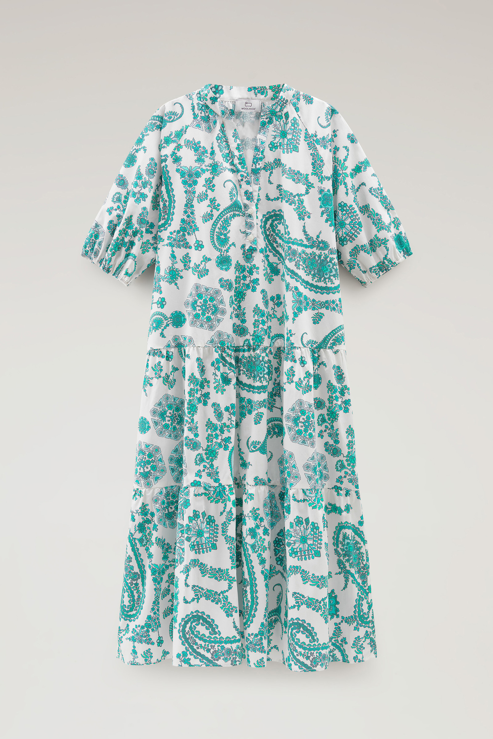 Robe à volants en popeline de pur coton bleu photo 5 | Woolrich