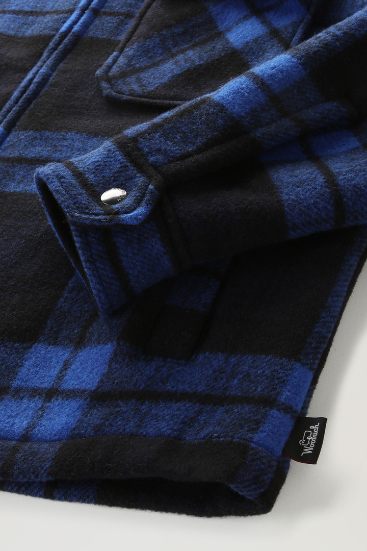 Wool Blend Zip-front Timber Plaid Flannel Overshirt Blue photo 4 | Woolrich