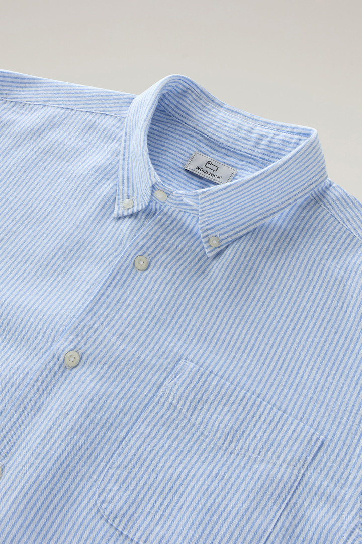 Gestreiftes Shirt aus einerm Baumwoll-Leinen-Materialmix Blau photo 6 | Woolrich