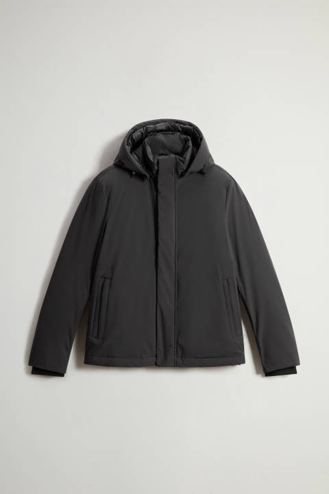 Stretch Nylon Jacket with Padding and Removable Hood Black photo 2 | Woolrich