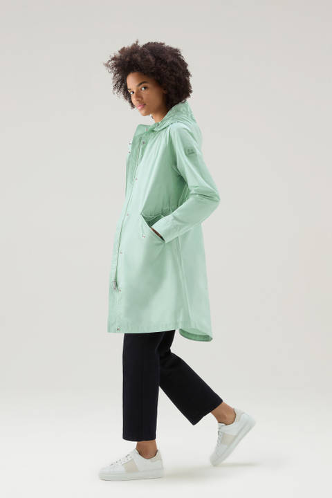 Long Summer Parka in Urban Touch Fabric with Hood Green | Woolrich