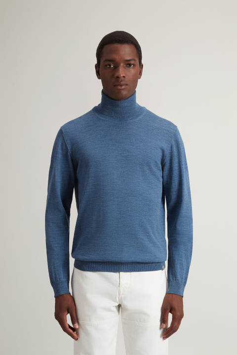 Turtleneck Sweater in Pure Merino Virgin Wool Blue | Woolrich