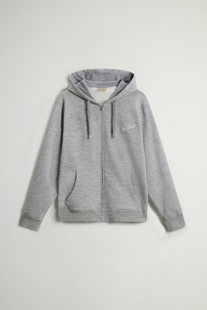 Woolrich Man Full-zip Hoodie In Pure Cotton Mouliné Grey Size 3XL