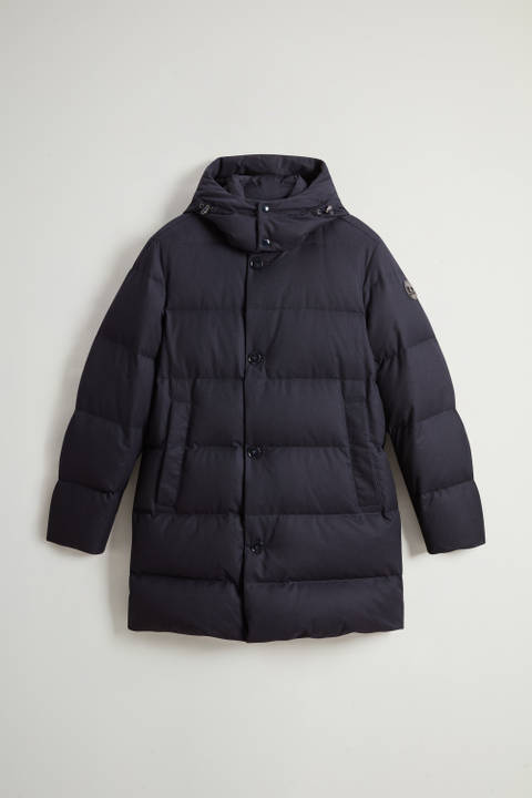 Luxe longue Parka en laine Vitale Barberis Canonico Bleu photo 2 | Woolrich