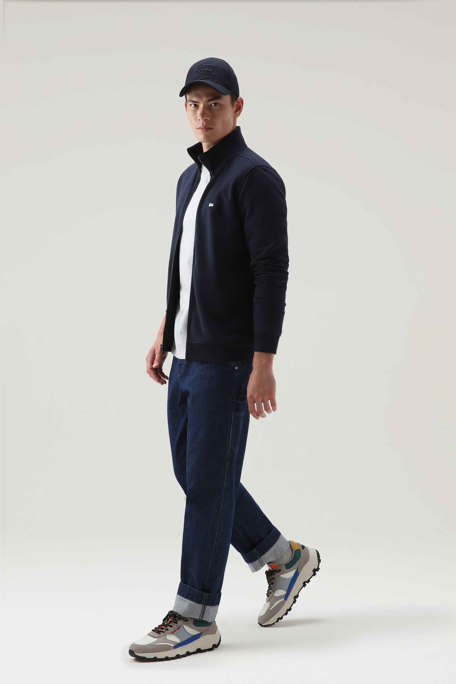 Klassieke sweater met volledige rits van een katoenmix blauw photo 4 | Woolrich