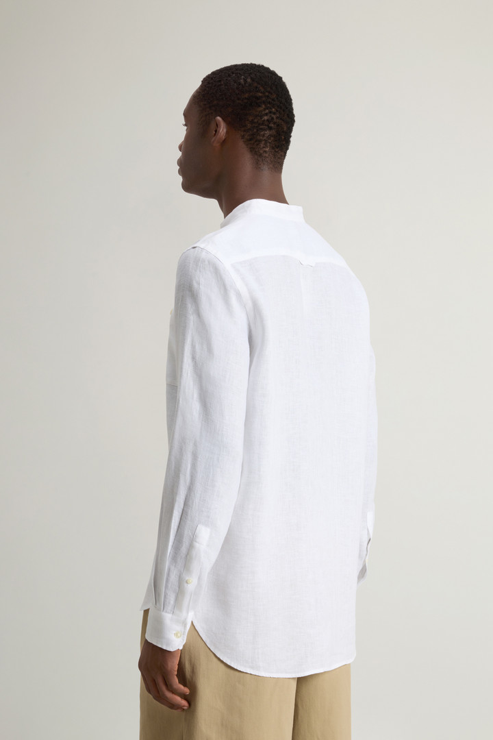 Garment-dyed Shirt with Mandarin Collar in Pure Linen White photo 3 | Woolrich