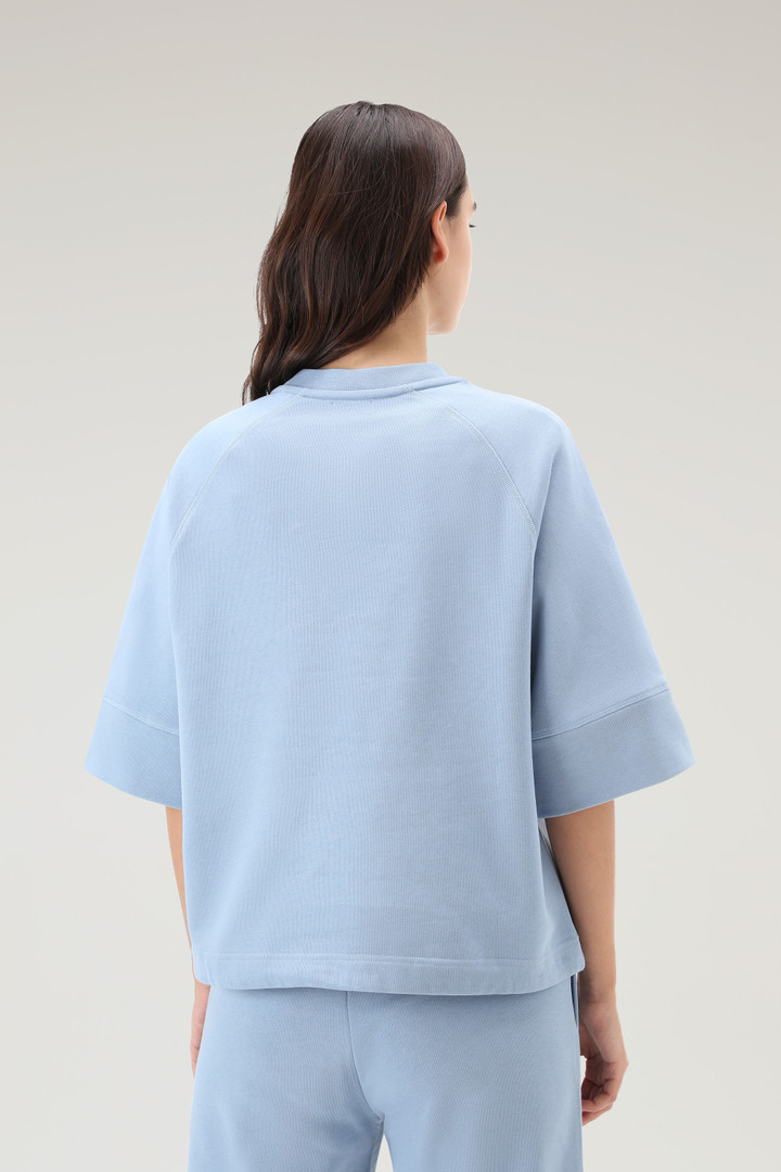 Sweat-shirt en pur coton avec manches trois-quarts Bleu photo 3 | Woolrich